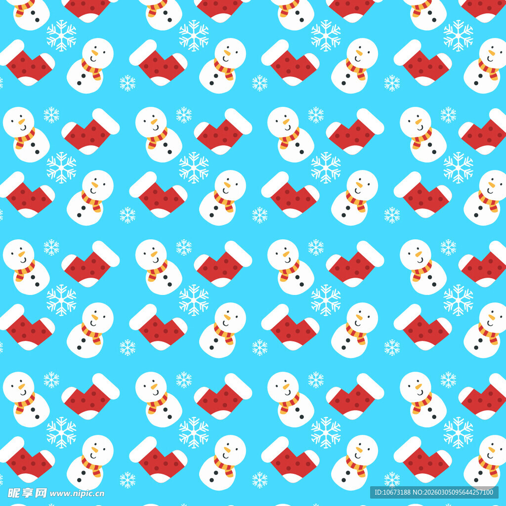 蓝色背景雪人图案纹理