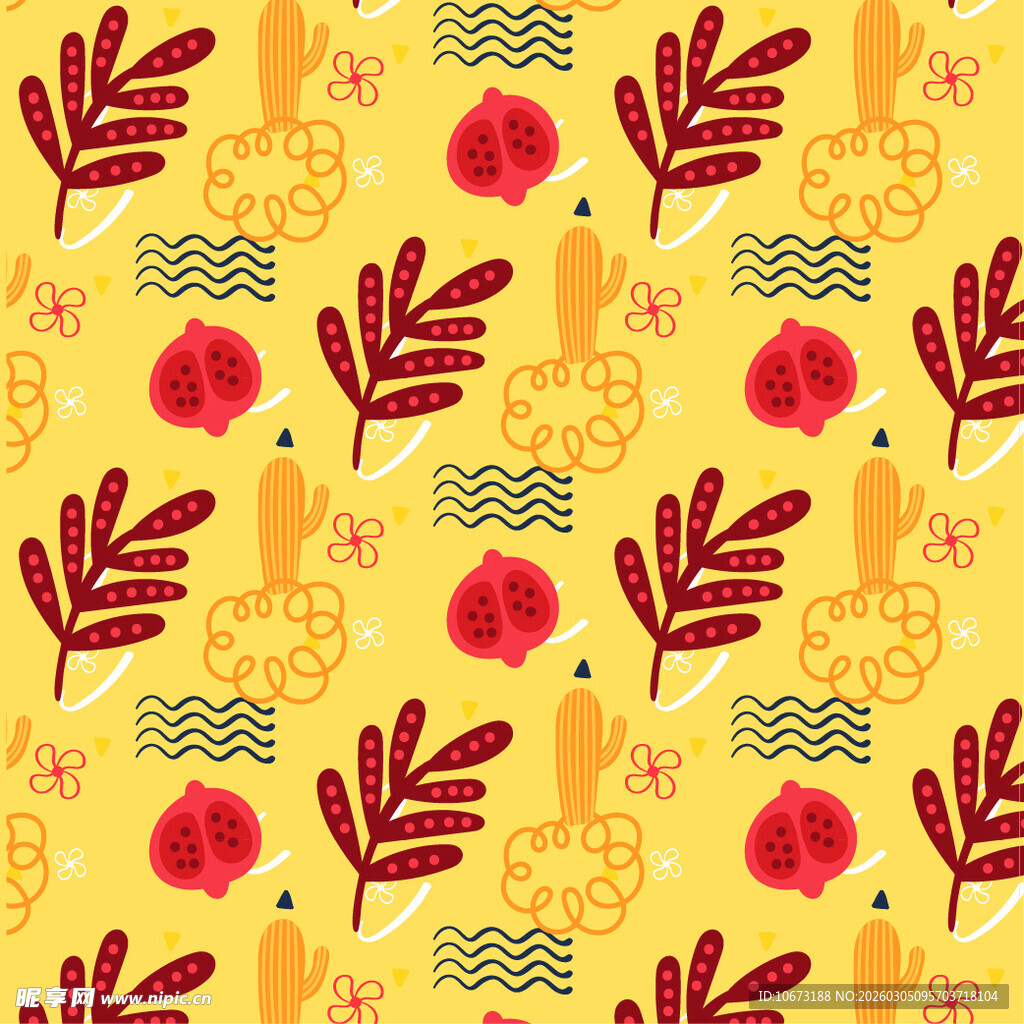 黄色背景植物图案纹理