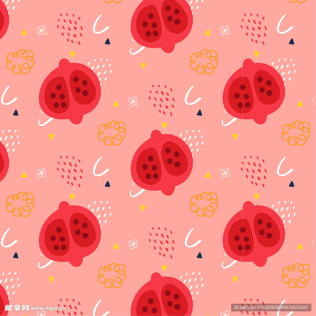 粉色背景西瓜图案无缝纹理