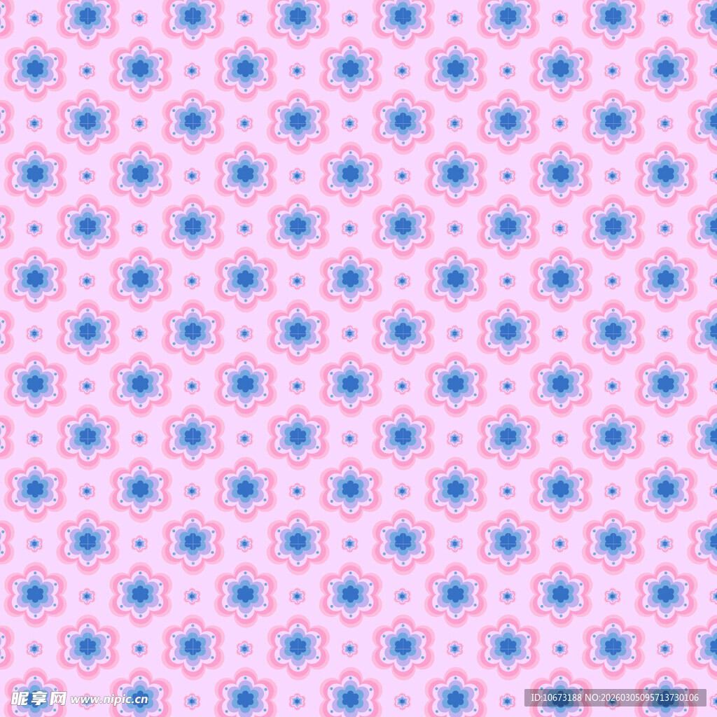 粉色背景蓝色圆点花纹图案