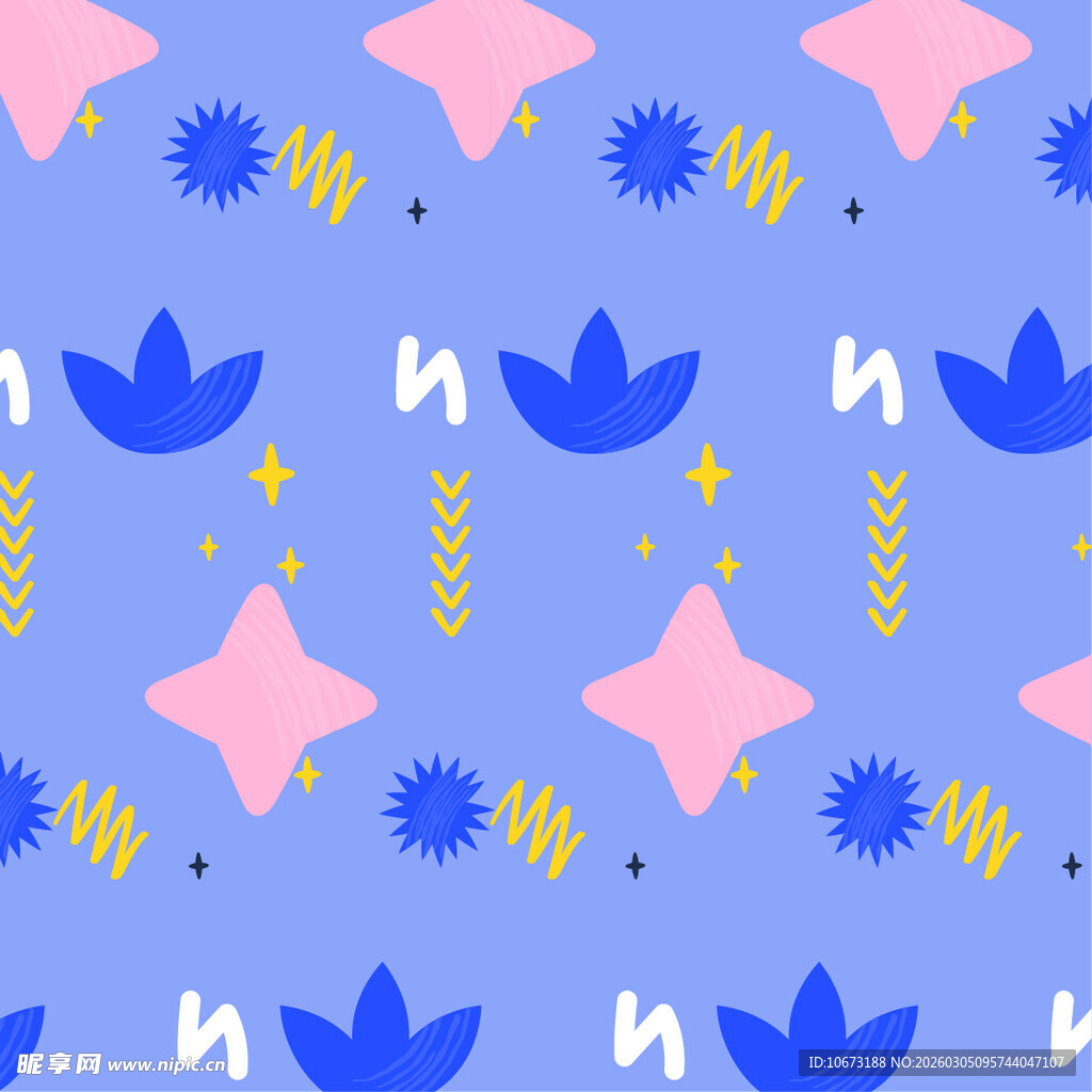 蓝粉几何图案无缝背景图