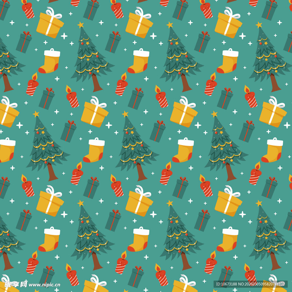 圣诞啤酒主题无缝图案