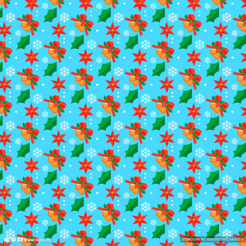 蓝色底花卉昆虫图案背景