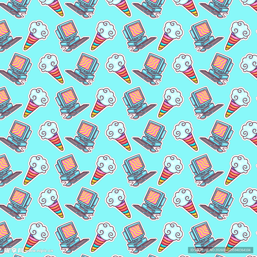 电脑与爆米花图案背景