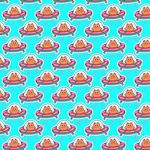 蓝色背景的卡通飞碟图案