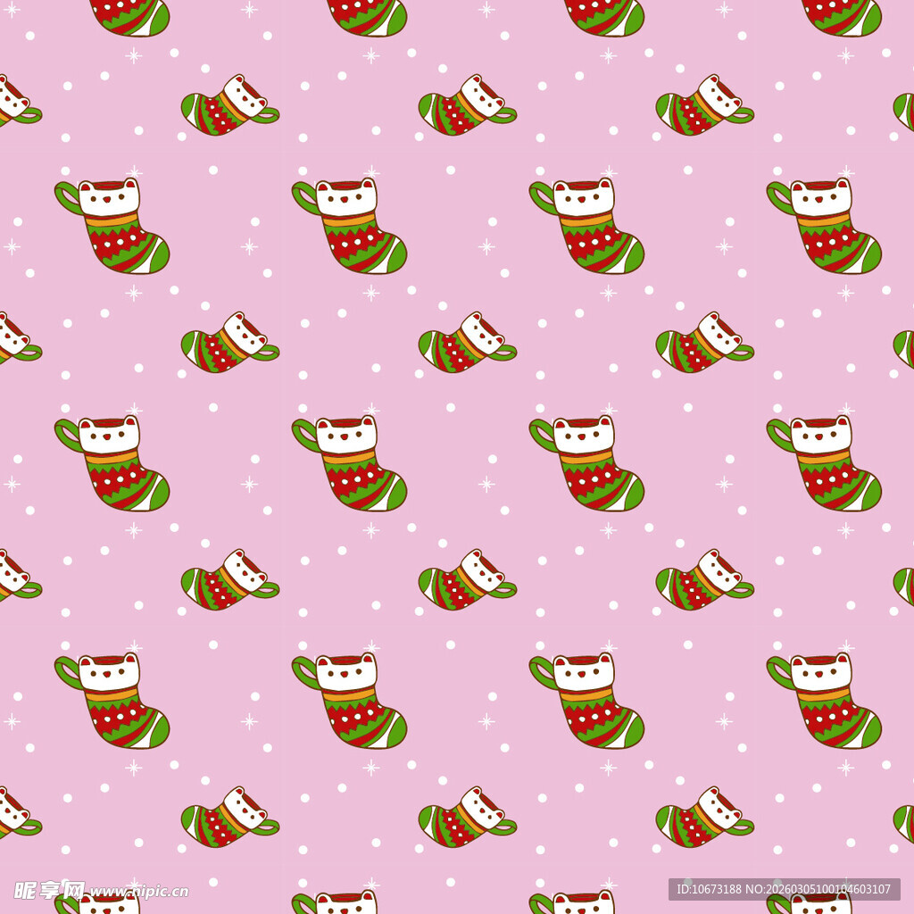 圣诞袜图案粉色背景图