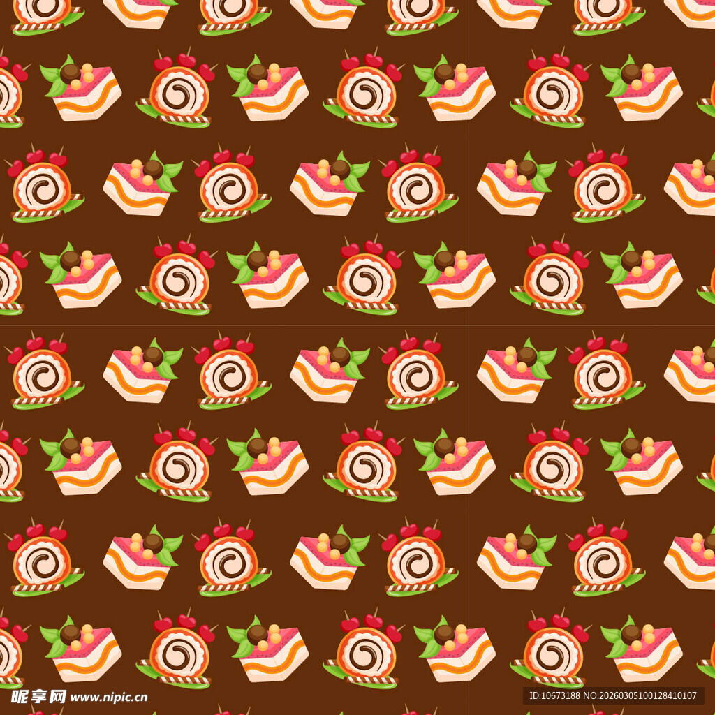 可爱甜点无缝图案背景