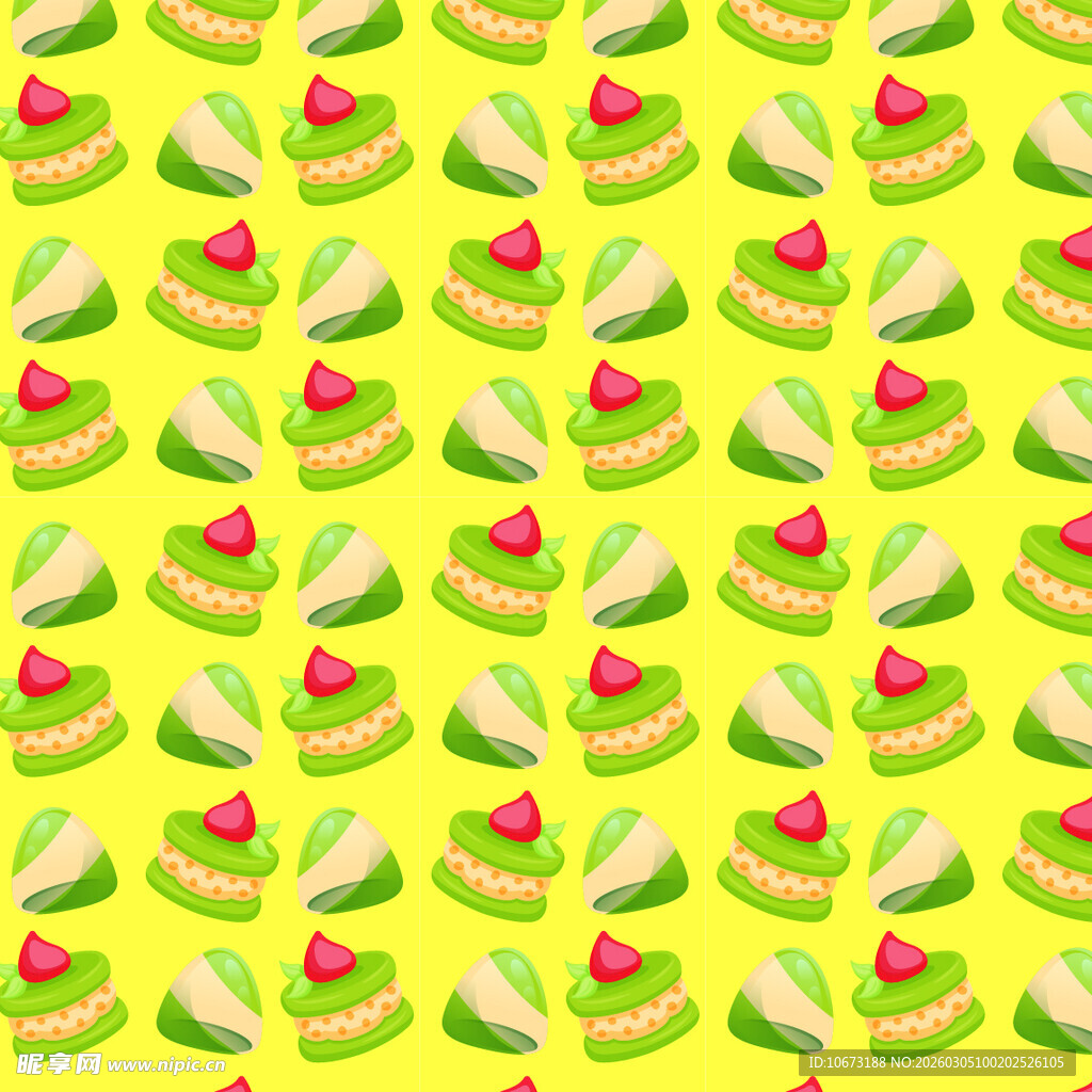 黄色背景的蛋糕图案