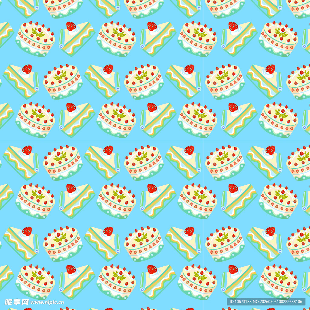 蓝色背景水果食物图案