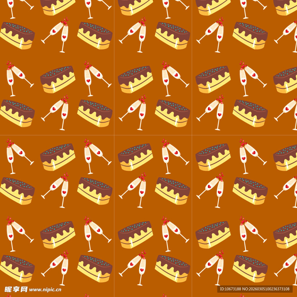 橙色背景的美味蛋糕图案