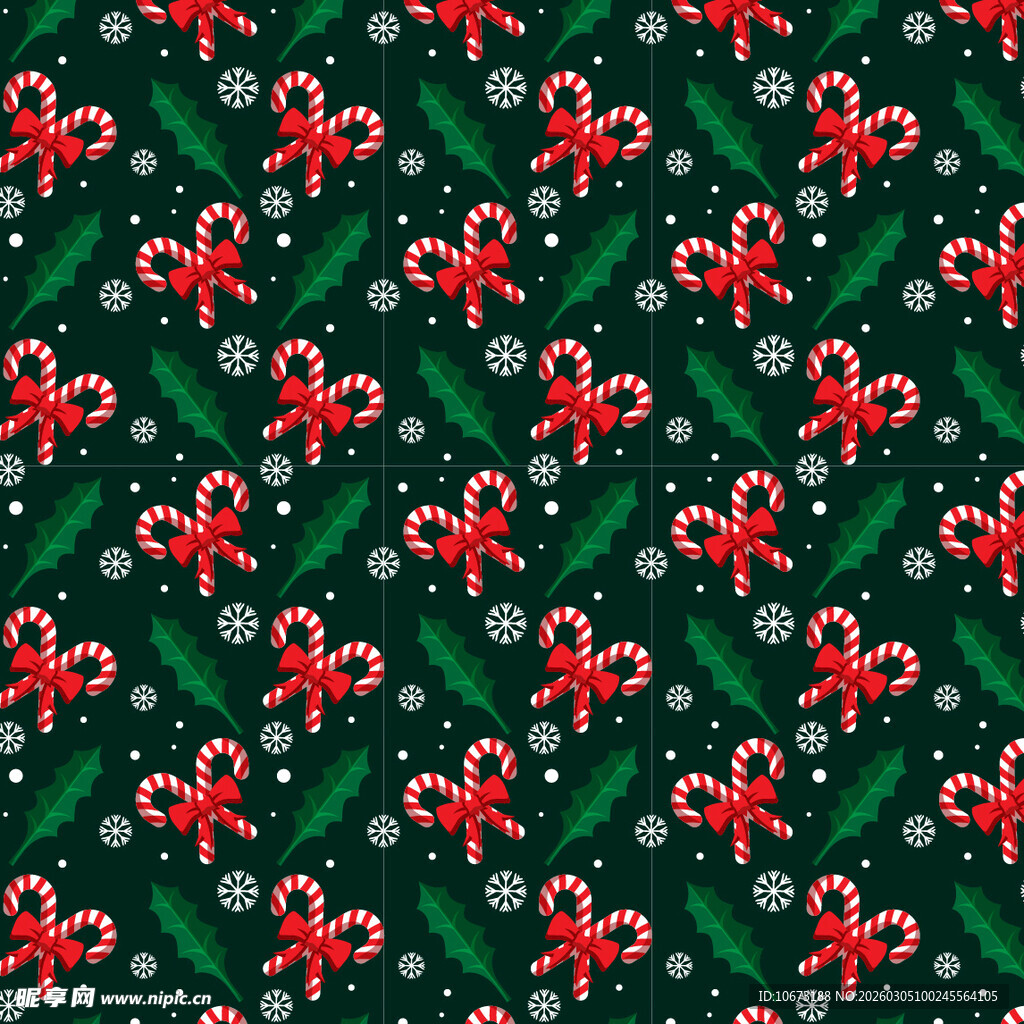 圣诞红绿蝴蝶结图案背景