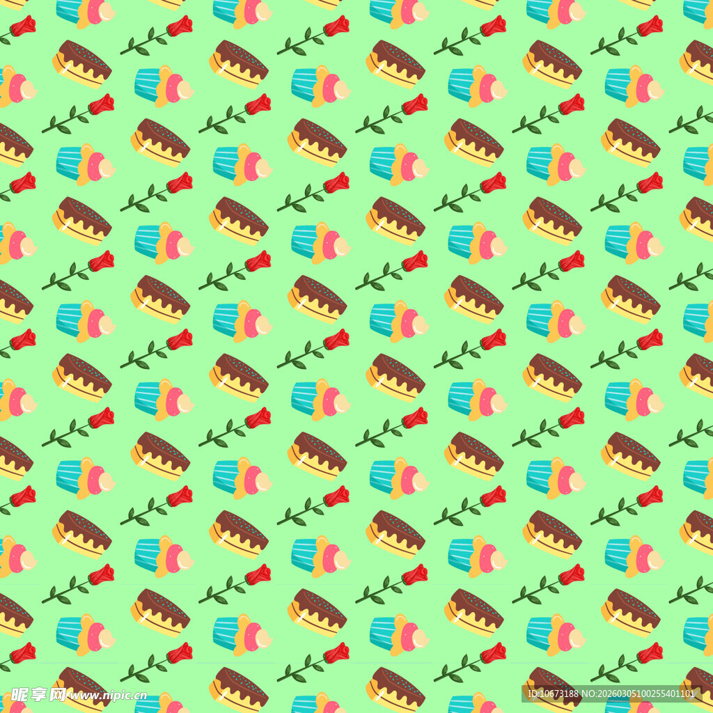 多彩卡通图案的绿色背景