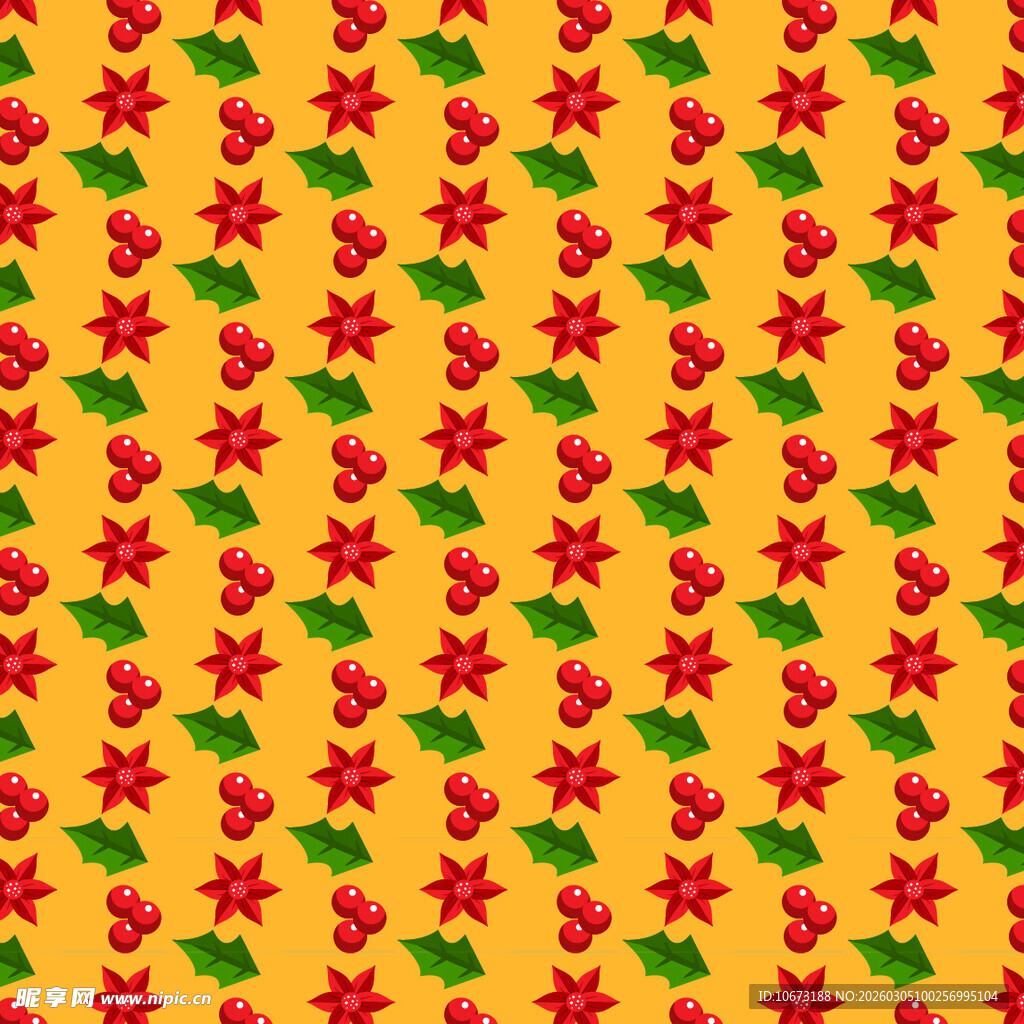 圣诞风红色花朵图案背景