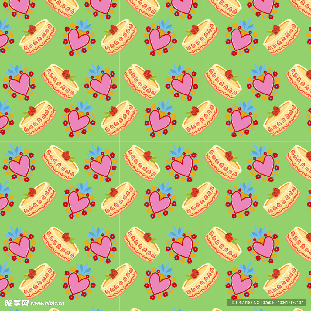 绿色底花卉香蕉图案背景