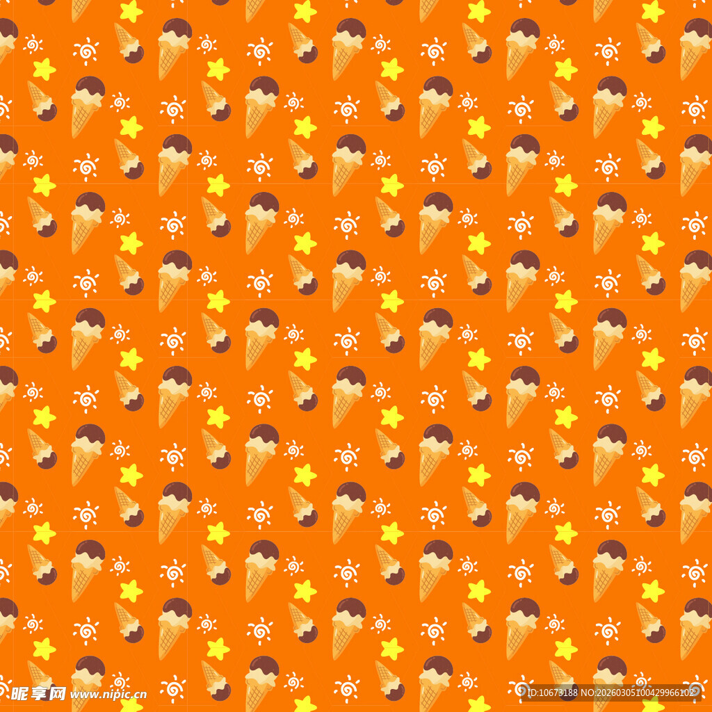 橙色背景卡通图案无缝纹理