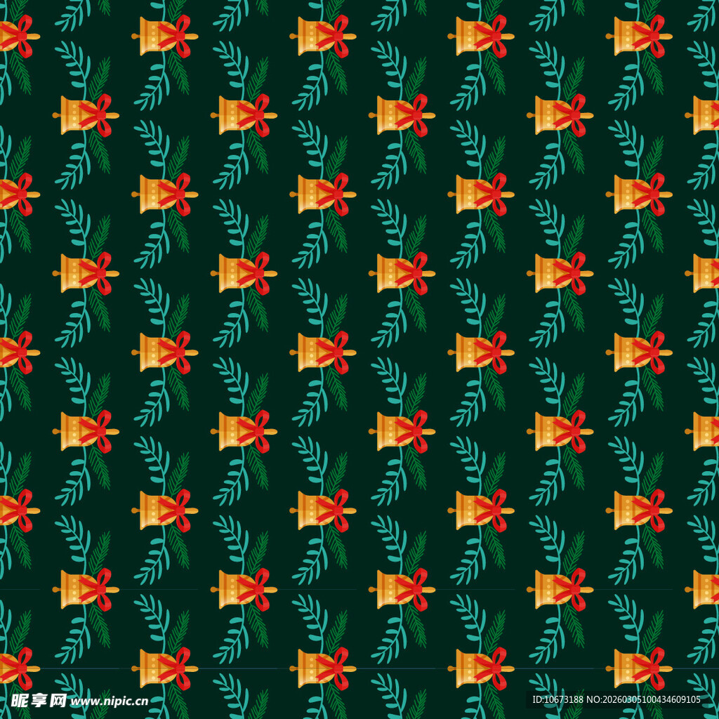 深绿底多彩花卉图案