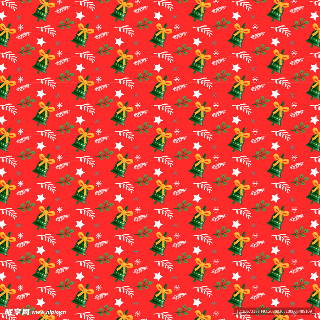 红色圣诞元素无缝图案