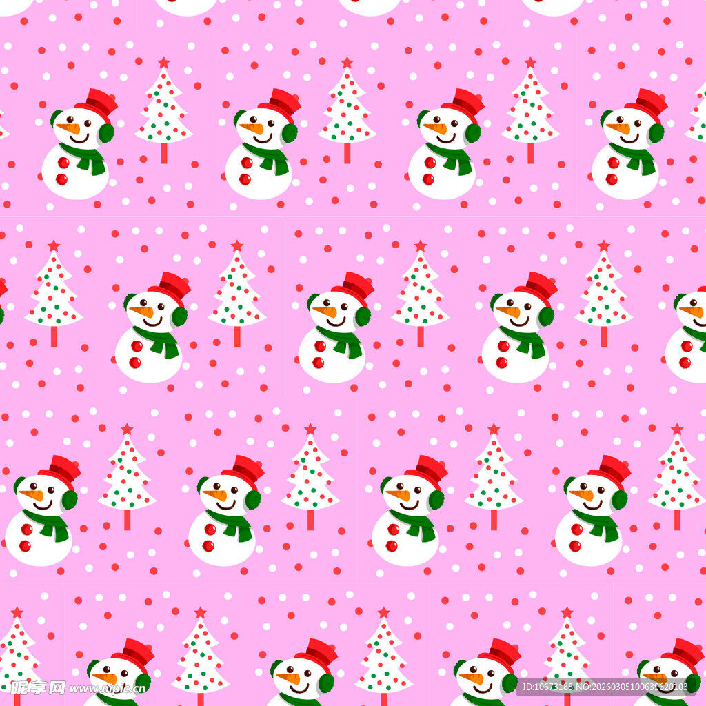 粉色圣诞雪人图案背景