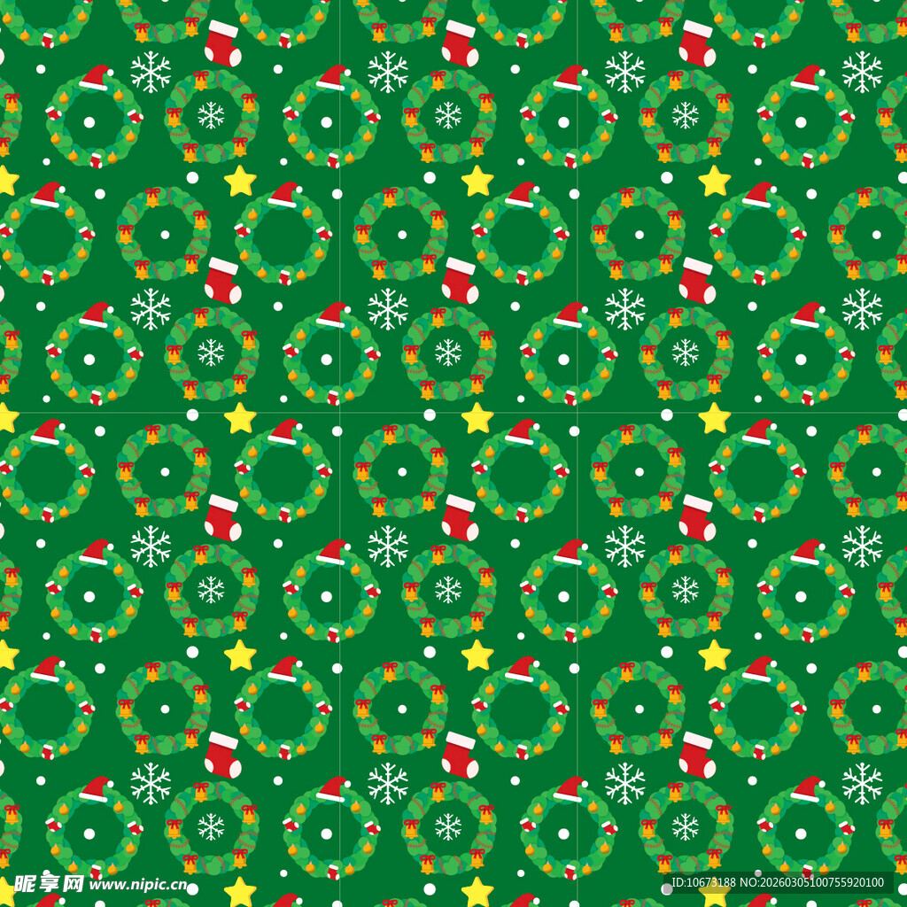 绿色圣诞花环图案背景
