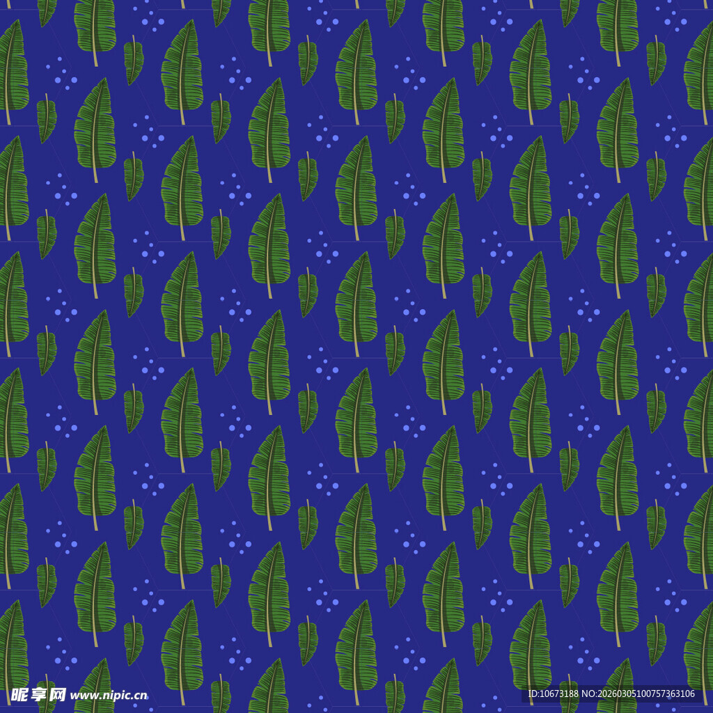 蓝底绿植图案纹理背景