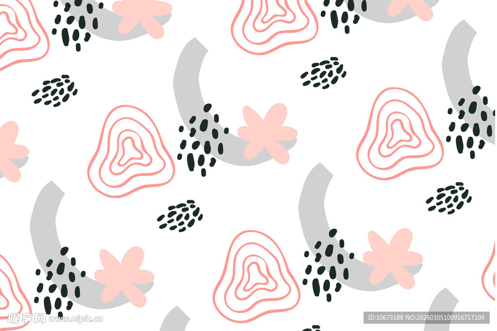 简约手绘风几何花卉图案