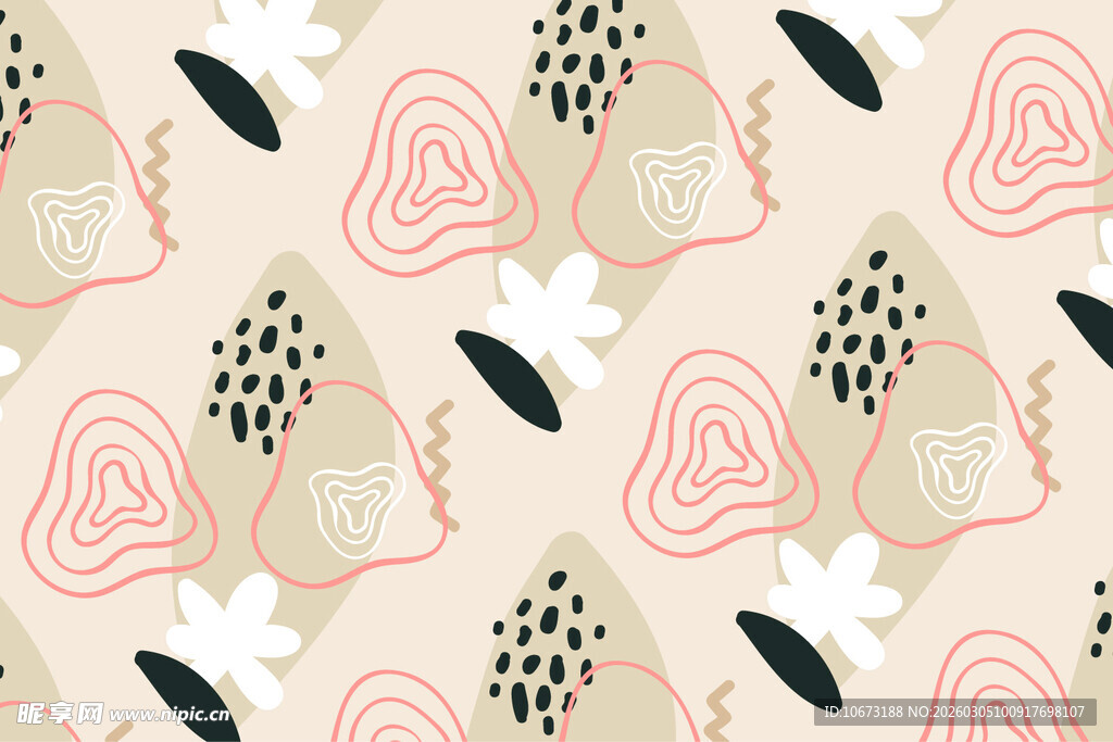 粉色系蘑菇花卉图案背景