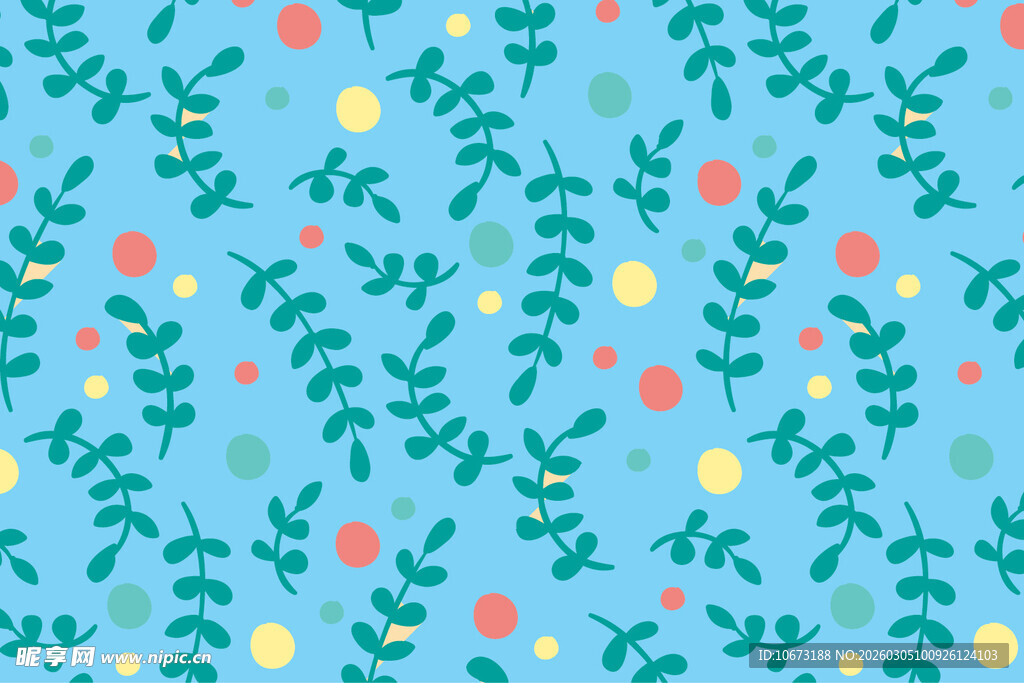 蓝色花卉枝叶图案背景