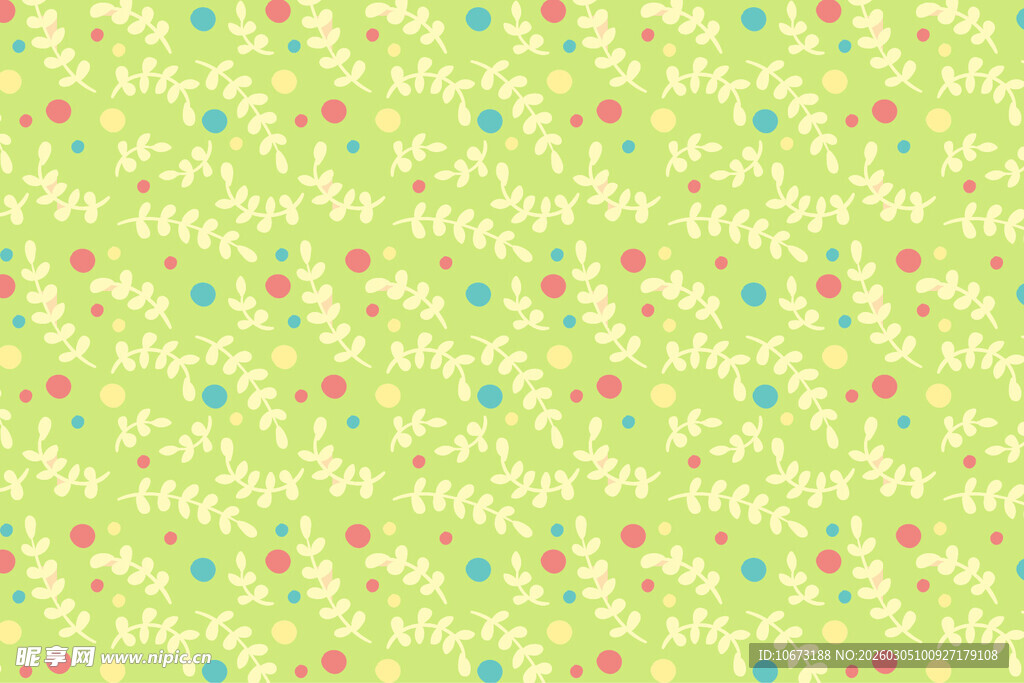 清新绿植碎花背景图案
