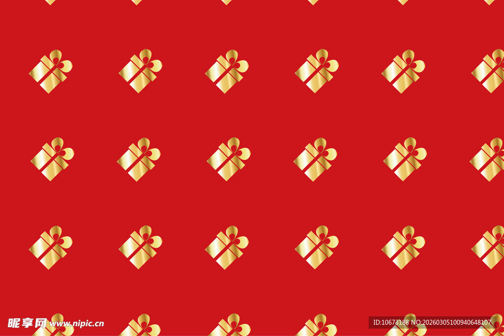 红色背景上的金色心形图案