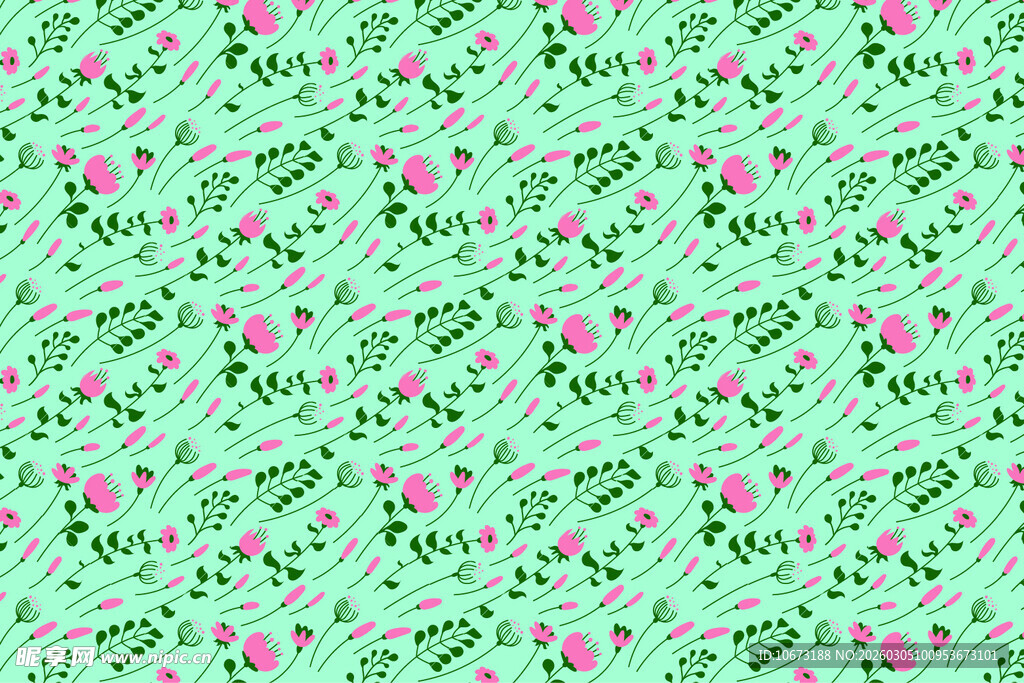 清新薄荷绿花卉图案背景