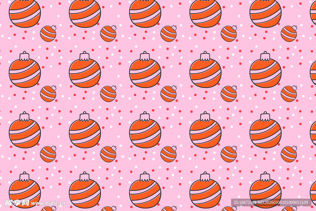 粉色背景圣诞球图案设计