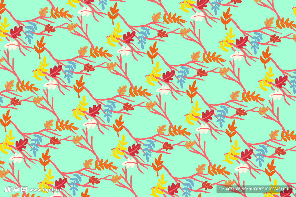 清新多彩几何花卉图案