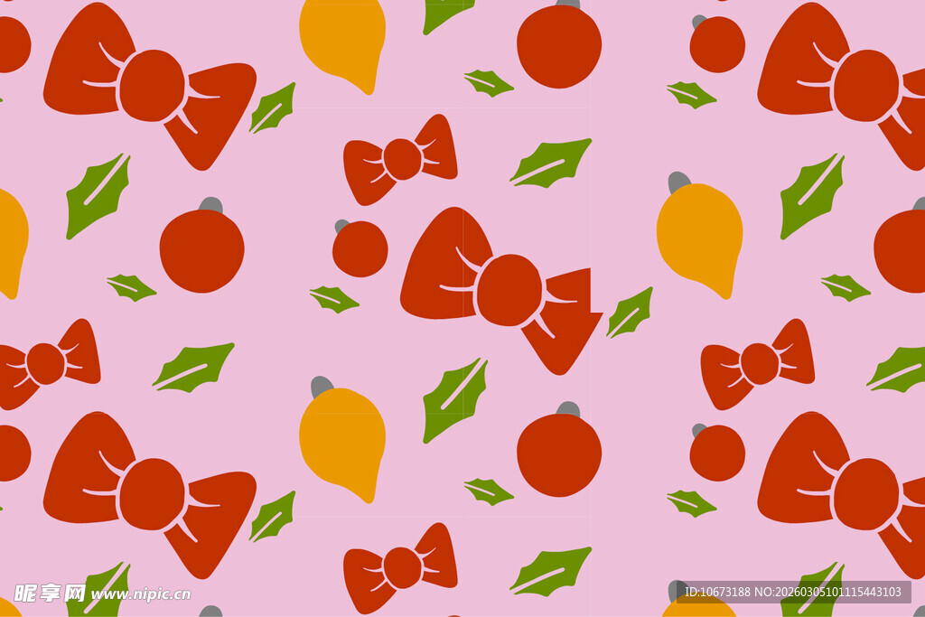 粉色底水果蝴蝶结图案