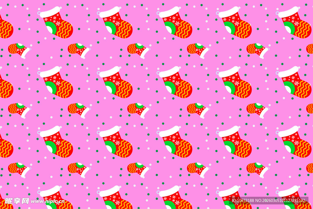 圣诞袜图案的粉色背景图