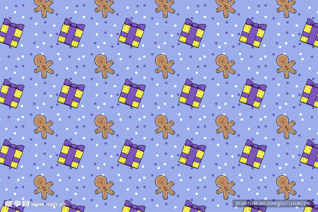 蓝色底多彩图案无缝纹理