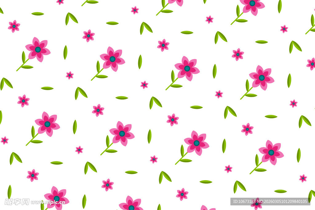 粉色小花绿叶图案背景