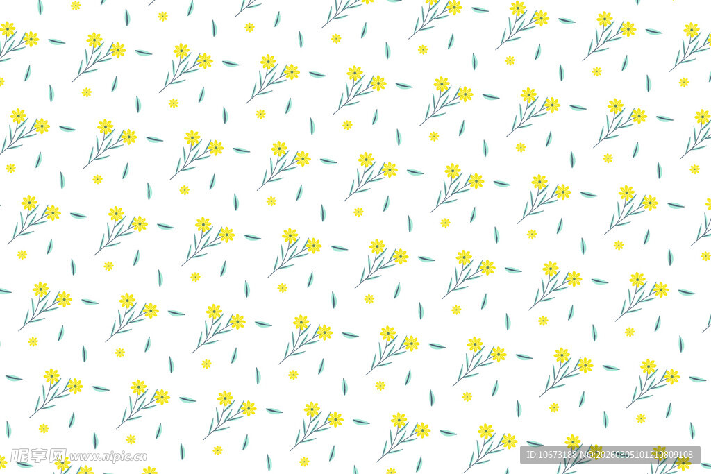 清新小鸟花卉图案背景