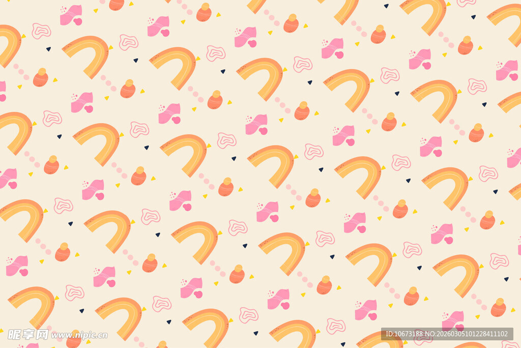 可爱彩虹雨滴图案背景