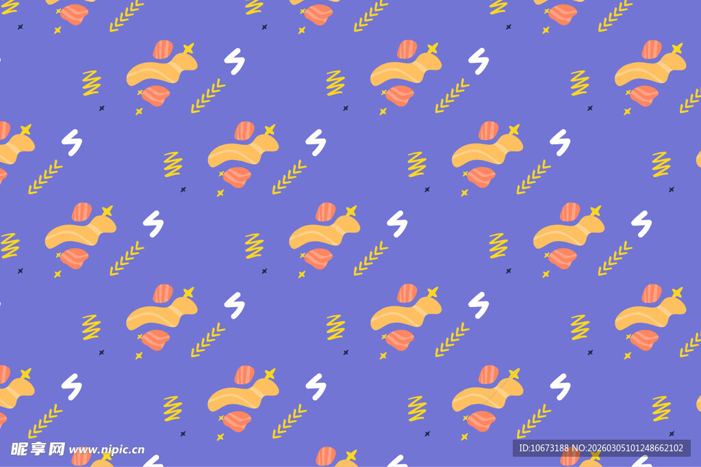 紫色底多彩图案无缝背景