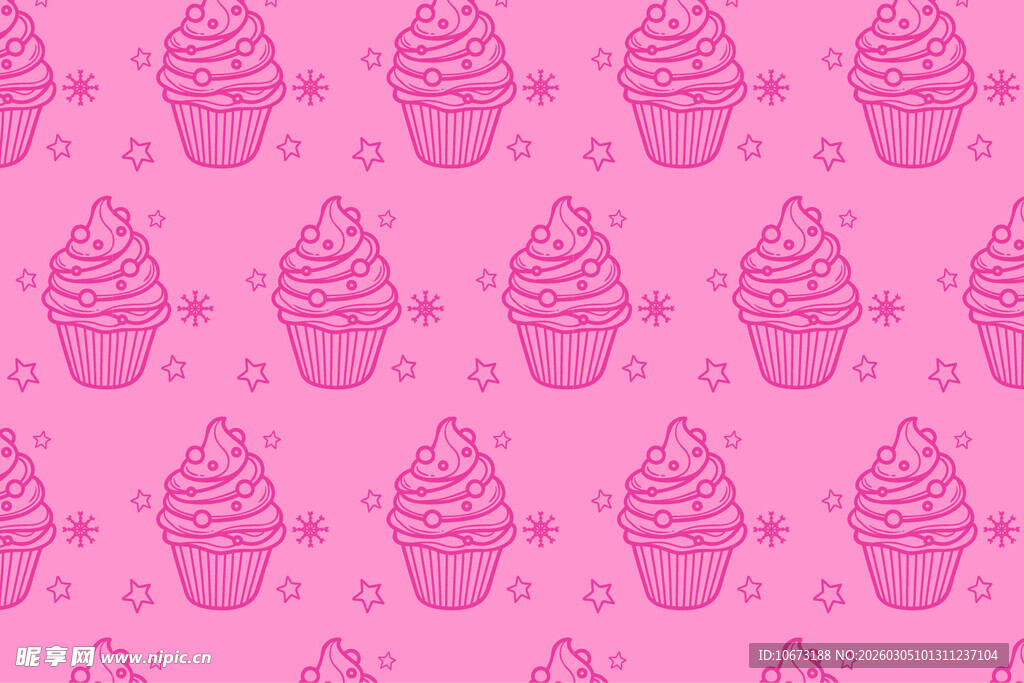 粉色纸杯蛋糕无缝图案