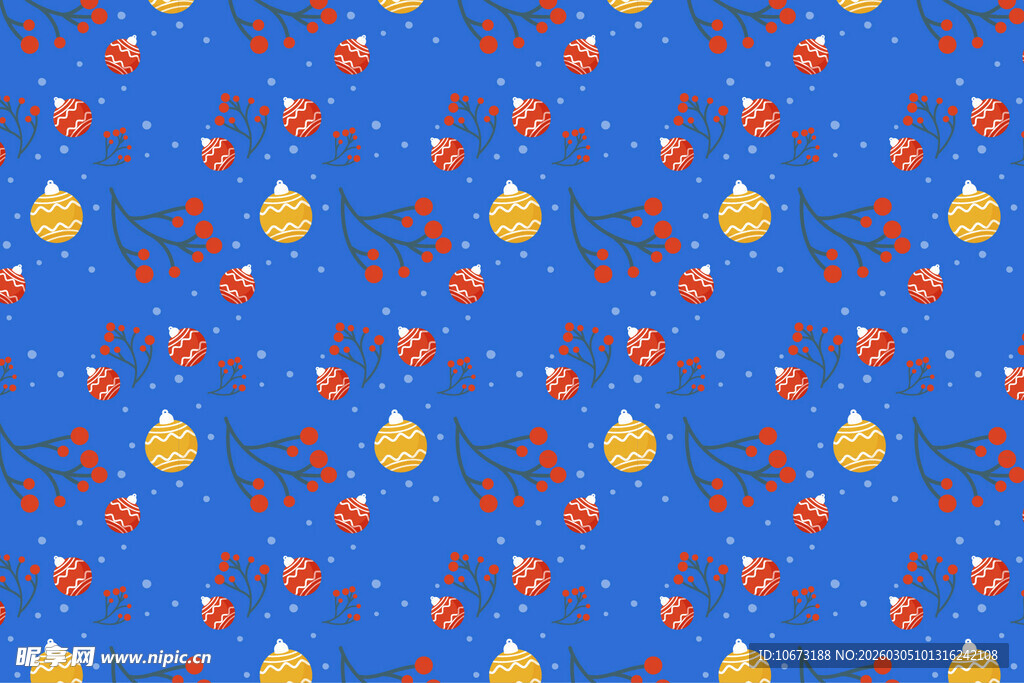 蓝色背景圣诞元素图案