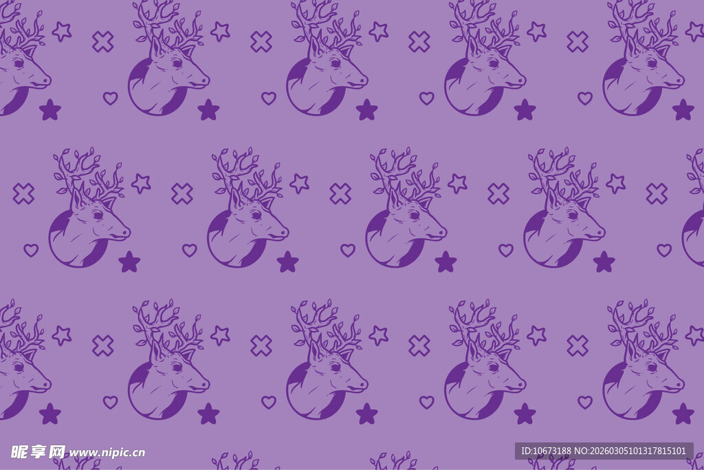 紫色花卉图案无缝背景图