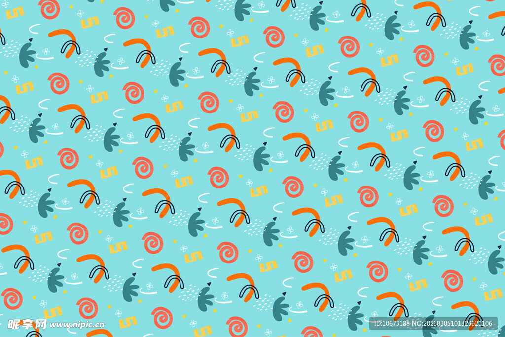 多彩海洋元素无缝图案