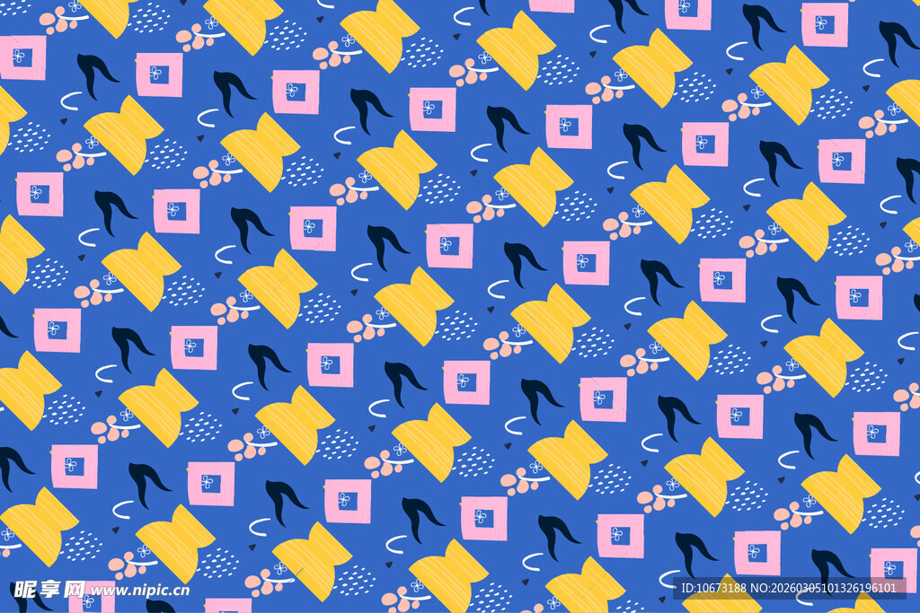 蓝色底音符菱形图案背景