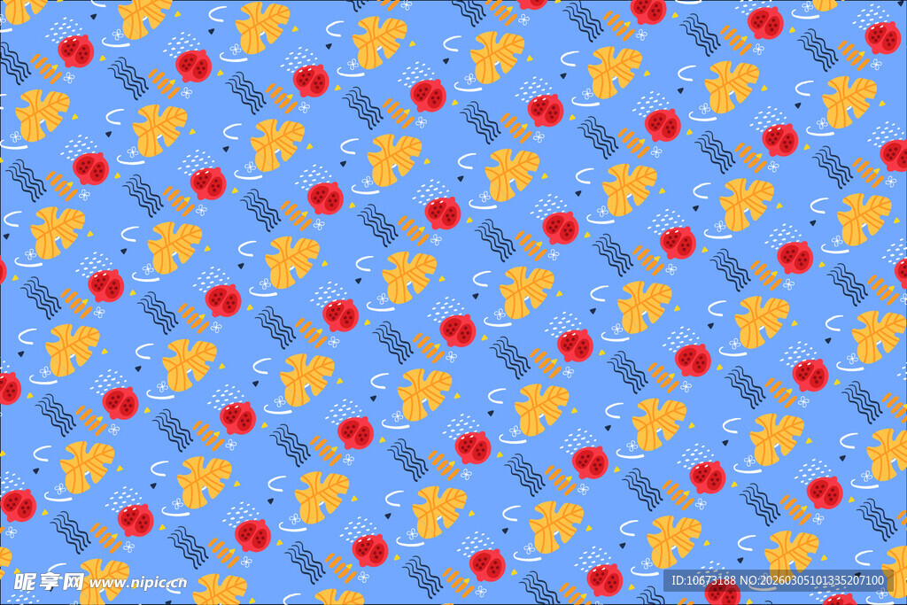 蓝色底多彩图案纹理背景