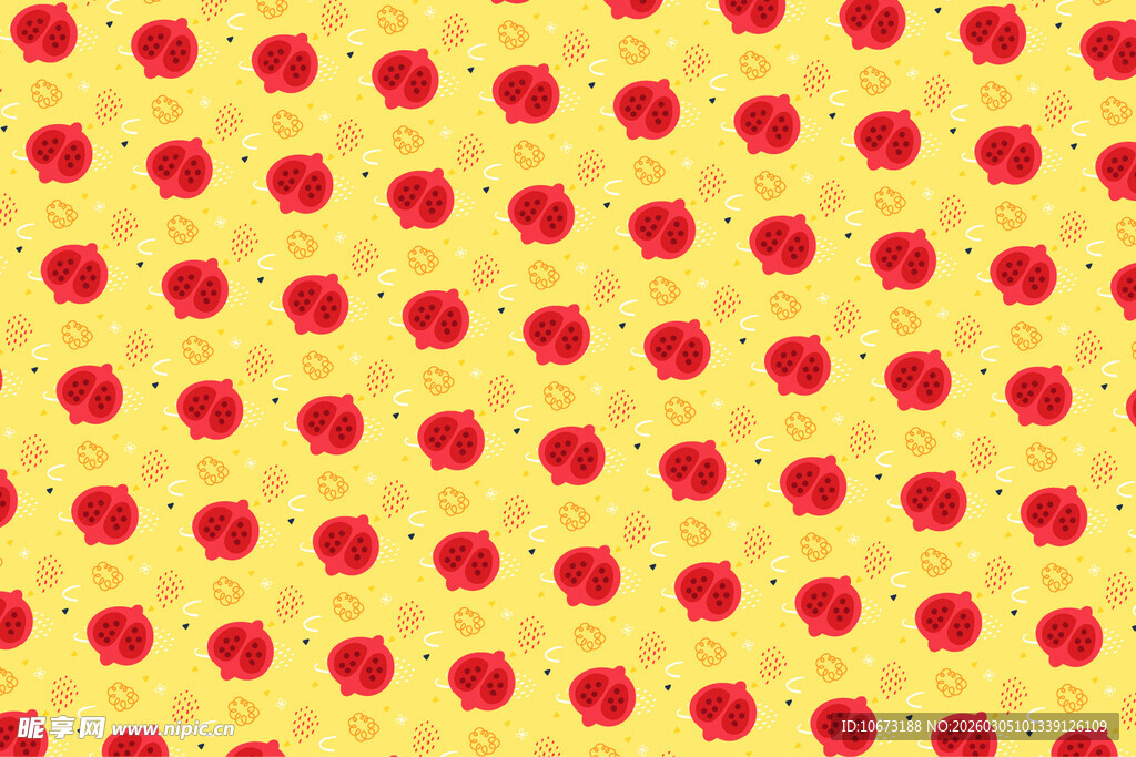 黄色背景上的红色圆点图案
