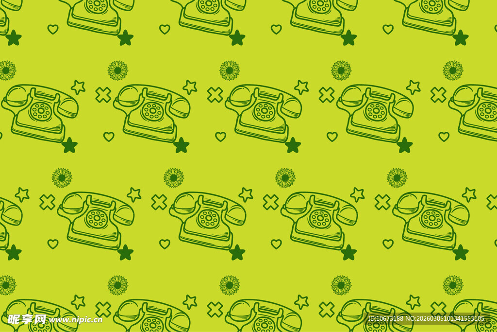 复古电话图案绿色背景图