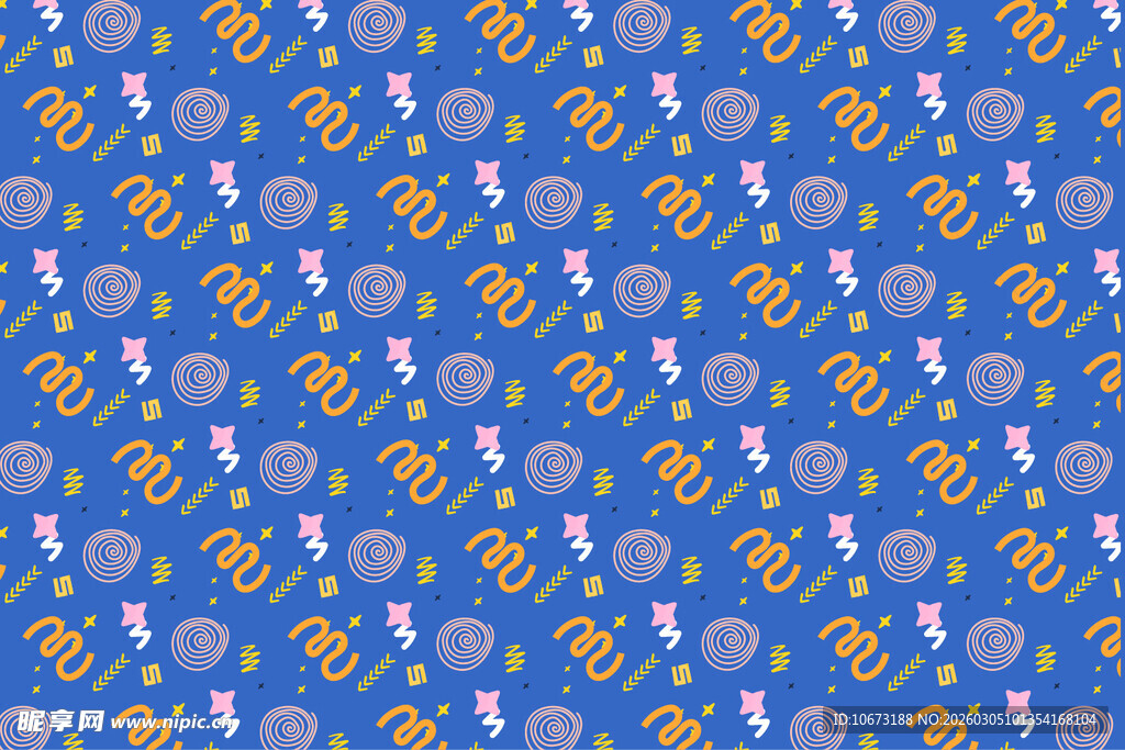 蓝色几何图案无缝背景图