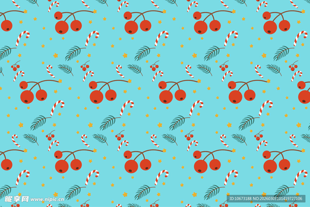 蓝色背景樱桃图案纹理