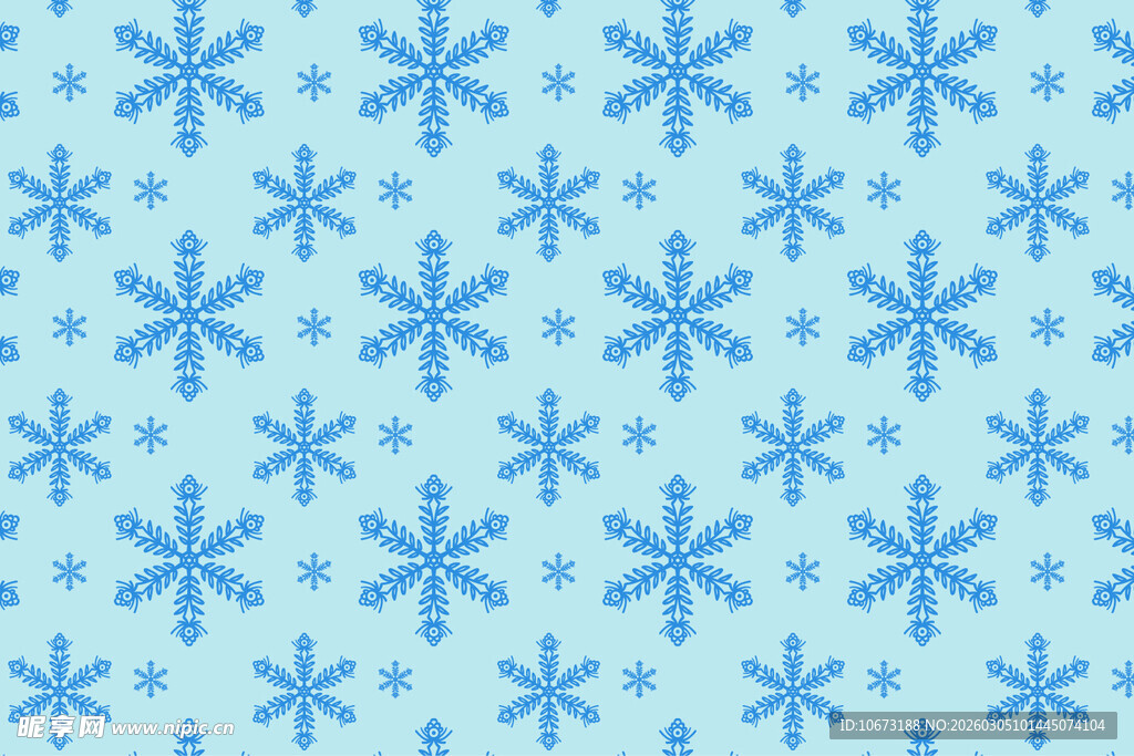 浅蓝色雪花无缝背景图案